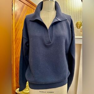 WILFRED - Deep Rich Navy polo sweater.